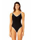 Фото #1 товара Women's Solid Piped Contour One Piece Swimsuit