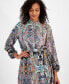 Фото #4 товара Women's Printed Satin Long-Sleeve Midi Dress