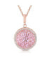 Sterling Silver 18K Rose Plated Cubic Zirconia Round Pink Pendant