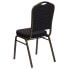 Hercules Series Crown Back Stacking Banquet Chair In Black Patterned Fabric - Gold Vein Frame