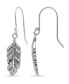 Cubic Zirconia Pave Feather Drop Earrings in Sterling Silver