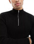 ASOS DESIGN midweight half zip jumper in black