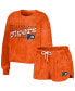ფოტო #1 პროდუქტის Women's Orange Philadelphia Flyers Tie-Dye Cropped Pullover Sweatshirt and Shorts Lounge Set