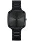 ფოტო #1 პროდუქტის Unisex Swiss True Square Thinline Les Couleurs? Le Corbusier Black Ceramic Bracelet Watch 37mm - Limited Edition