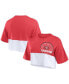 Фото #1 товара Women's Scarlet, White San Francisco 49ers Boxy Color Split Cropped T-shirt