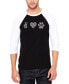 ფოტო #1 პროდუქტის Men's Raglan Baseball 3/4 Sleeve Peace Love Dogs Word Art T-shirt