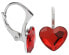 Girl´s silver earrings Heart Flat Light Siam silver, red - фото #1