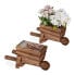Фото #2 товара Аксессуар для комнатных растений Relaxdays Набор из 2 деревянных цветочных колесниц