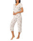 ფოტო #3 პროდუქტის Women's 2-Pc. Cropped Short-Sleeve Pajamas Set