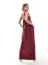 Фото #1 товара Vesper bow back thigh spilt maxi dress in burgundy