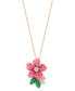ფოტო #1 პროდუქტის EFFY® Diamond (1/5 ct. t.w.) & Enamel Flower 18" Pendant Necklace in 14k Rose Gold