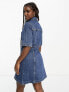 Monki denim mini shirt dress in blue