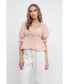 Фото #3 товара Women's Embroidered SweetHeart Top with Puff Sleeves