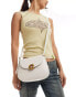 Glamorous crossbody saddle bag with gold clasp in cream - фото #1