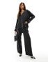 Фото #2 товара ASOS DESIGN satin pyjama trouser co-ord with piping detail in black