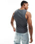 ASOS DESIGN muscle fit vest with panel detail in charcoal Dunkelschattiert, S - Chest 38 - фото #3