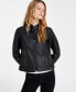 Juniors'Faux-Leather Zip-Front Jacket Черный, 2XL - фото #3