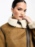 Фото #3 товара Stradivarius cropped aviator jacket with contrast piping in tan