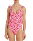 Aqua 299767 Women's Swim Printed One Piece Swimsuit, Pink Multi, MD