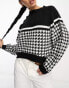 Threadbare Ski high neck jumper in houndstooth