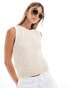 Фото #1 товара Mango knitted sleeveless cropped top in white