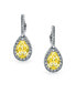 ფოტო #3 პროდუქტის 7CT Style Halo Canary Yellow Cubic Zirconia AAA CZ Fashion Huggie Snap Hinge Dangle Drop Teardrop Earrings Prom Bridesmaid Wedding Rhodium Plated