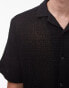 Фото #3 товара Topman short sleeve relaxed open weave crochet shirt in black