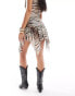 COLLUSION festival asymmetric mini skirt co-ord in animal print