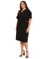 Plus Size Short-Sleeve V-Neck Sheath Dress Черный, 22W - фото #3