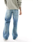 Фото #4 товара ASOS DESIGN wide flare jeans with front seam in tinted mid wash blue