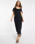 Фото #2 товара ASOS DESIGN cowl neck midi slip dress with corsage detail strap in black spot