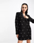 Extro & Vert boxy blazer dress with heart embellishment