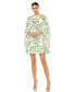 ფოტო #1 პროდუქტის Women's Floral Print High Neck Ruffle Hem Cape Mini Dress