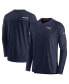 Фото #2 товара Men's Navy New England Patriots 2022 Sideline Coach Chevron Lock Up Performance Long Sleeve V-Neck T-shirt