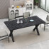 70.87" Modern Square Dining Table With Printed Marble Tabletop+ X-Shaped Table Leg