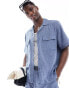 ASOS DESIGN co-ord boxy relaxed revere shirt in blue dad check