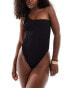 4th & Reckless rica crinkle one shoulder swimsuit in black