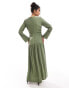 Фото #2 товара ASOS DESIGN ruched front maxi dress in khaki