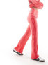 Adidas Originals velvet flared trousers in bright pink Розовый, S - фото #9