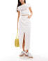 Фото #1 товара Pimkie split detail distressed denim maxi skirt in white