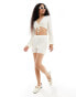 Vero Moda petite plisse shorts co-ord in cream Бежевый, XS - EU 34 - фото #2