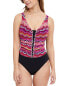 Фото #1 товара Profile By Gottex Palm Springs V-Neck One-Piece Women's