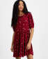 ფოტო #4 პროდუქტის Women's Floral-Print Tiered A-Line Dress