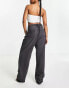 Fae low waist wide leg jeans in washed black