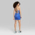 Women's Lace-Up Back Satin Bodycon Dress - Wild Fable Blue M