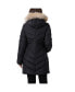 Фото #2 товара Women's Queens Faux Fur Trim Chevron Quilt Mid Length Coat