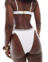 Фото #4 товара Miss Selfridge lace trim tie side bikini bottoms in cream