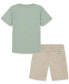 ფოტო #2 პროდუქტის Little Boys Cotton Short-Sleeve Solid Logo T-Shirt & Twill Shorts, 2 Piece Set