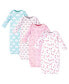 Фото #1 товара Baby Girls Baby Cotton Long-Sleeve Gowns 4pk, Rainbow, 0-6 Months