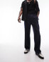 Фото #2 товара Topman wide leg wool mix elasticated waistband trousers in navy